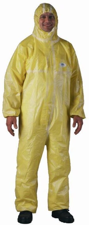 Set von 25 - Einweg-Overall mit Kapuze SMS & CPE-Film Gelb - SMS + CPE-Film XL