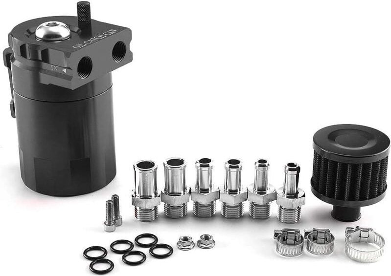 Motorölauffangbehälter, Universal-Ölauffangbehälter, 300-ml-Aluminium-Motoröldampfrückgewinnung, mit Luftfilter, Schlauc...