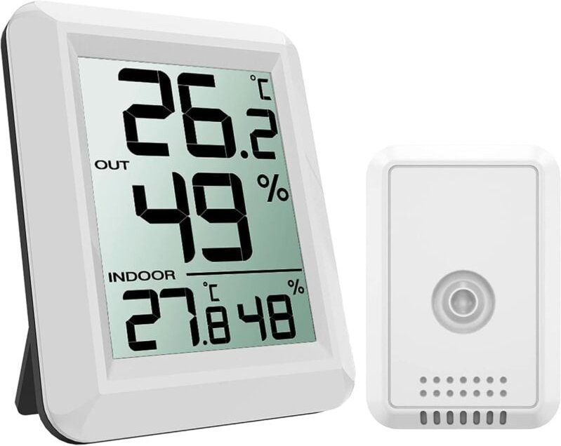 Ulisem Innen- und Außenthermometer, vernetztes Thermometer mit kabellosem Außensensor