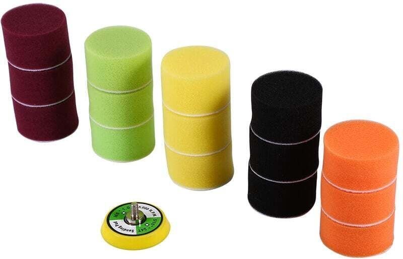 Jeffergarden 16-teiliges 2"-Flachschwamm-Polierpad-Set für Druckluftschleifer und Poliermaschinen, M6x1-Gewinde