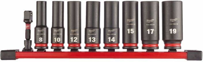 MILWAUKEE LANGER SCHLAGZEUG-STECKSATZ 3/8" 9-teilig.