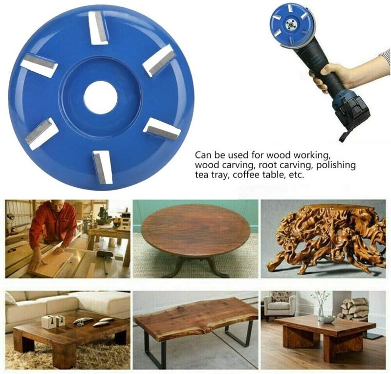 Holztrennscheibe, 6-Zahn-Holzschnitzscheibe aus Stahl, Holzbearbeitungswerkzeug, Winkelschleifer, Hartholzzubehör (02)