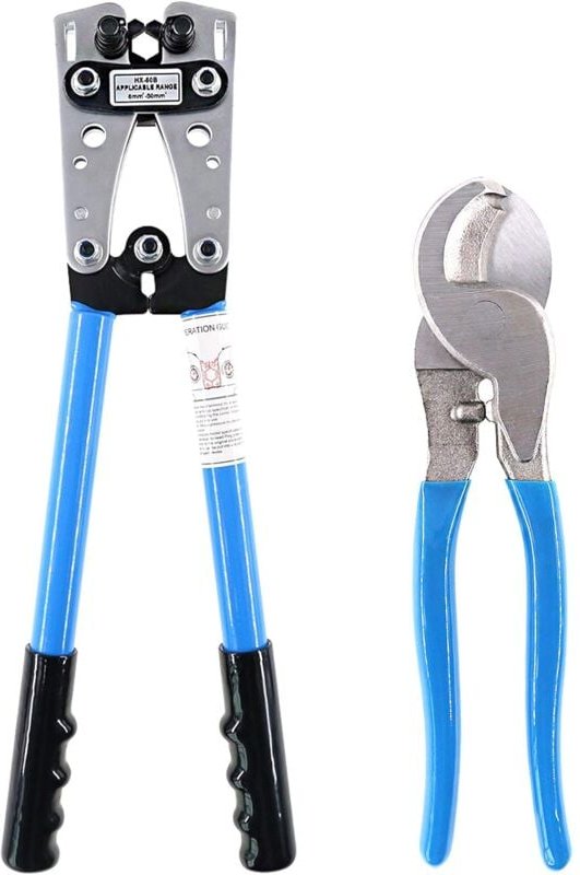 Set mit 2 Crimpzangen mit Schneidzange für 10, 8, 6, 4, 2, 1/0 awg Kabel