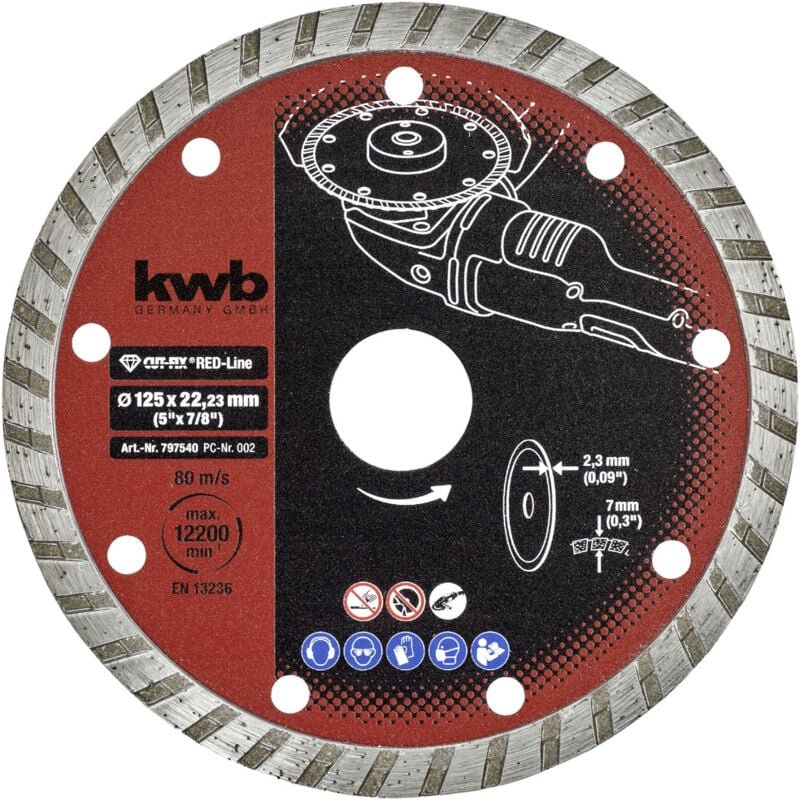 KWB - 797540 Diamanttrennscheibe Durchmesser 125 mm Bohrungs-Ø 22 mm Marmor, Keramik, Fliesen 1 St.