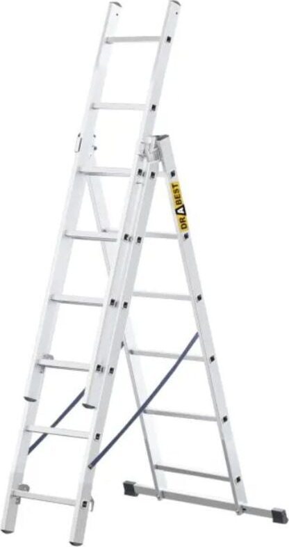 Drabest Aluminium-Haushaltsleiter 3-teilig, 150 kg 6 Stufen