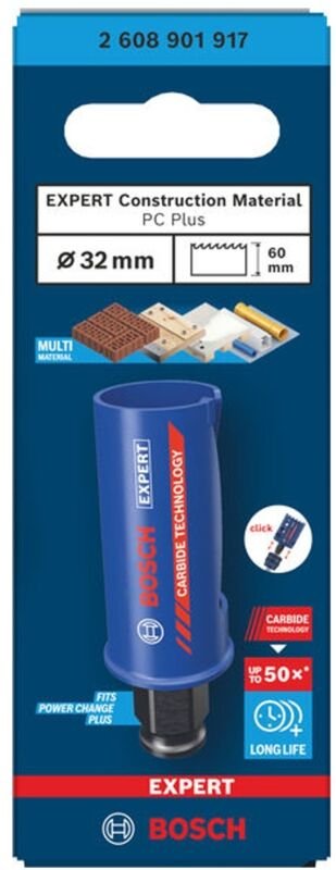 Bosch EXPERT Lochsäge Construction Material Power Change Plus, 32 x 60 mm