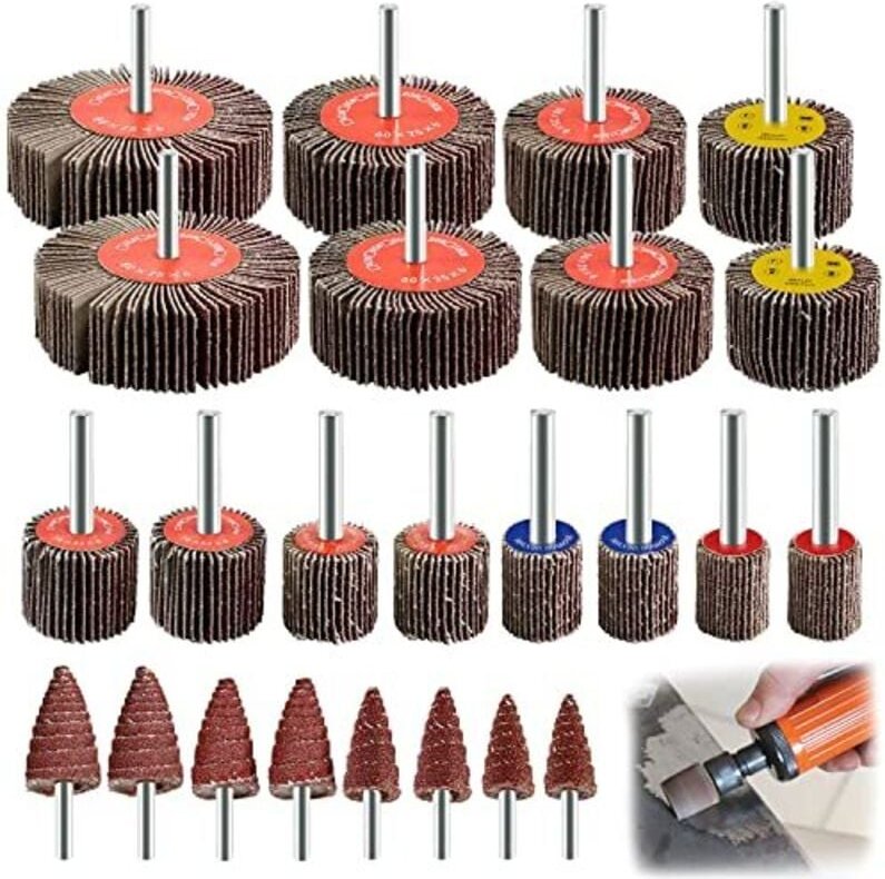 Schleifscheiben mit Körnung 80, Fächerscheiben für Schleifmaschinen, Schleifpapier-Fächerrad mit 6 mm Schaft, Schleifwer...