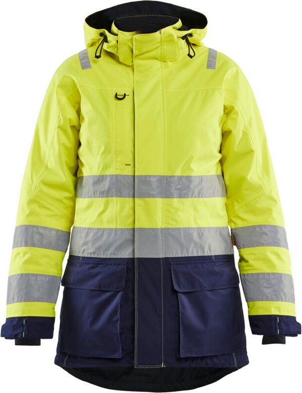 Hochsichtbarer Winterparka für Damen 4472 – Neon Gelb / Marine XS