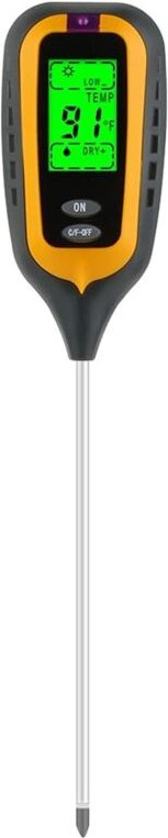 4-in-1 Boden-pH-Meter, Bodentemperatur, Sonnenlicht-Humiditäts-PH-Testgerät für Gartenpflanzen, Blumen, LCD-Anzeige (Qua...