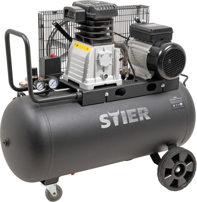 STIER Kompressor LKT 880-10-90, 3000 W, max. Druck 10 bar, 90 Liter Tank, 81 kg, geeignet für Anwendungen mit hohem Luft...