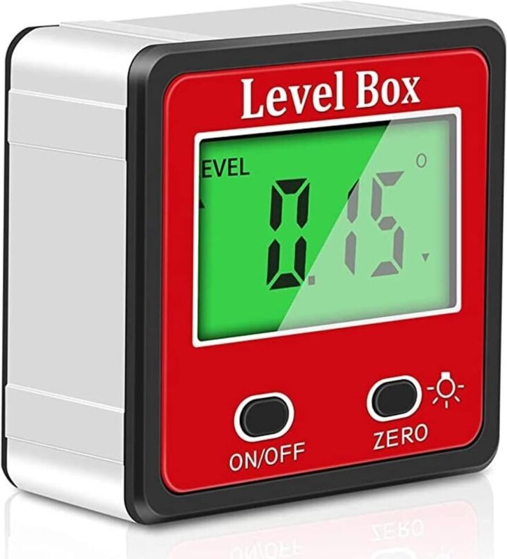 Digitaler Neigungsmesser mit 2 Tasten, Wasserwaage, Winkelmesser mit Beleuchtung und Magnethalterung