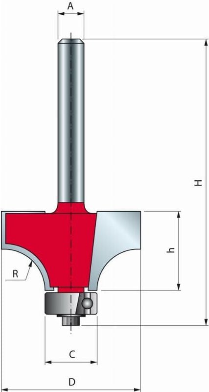 Bohrer für konvexe Rundung Freud 50,8 H25,4/73,9 Q12 Z2 - F03FR01796 -34-12812P