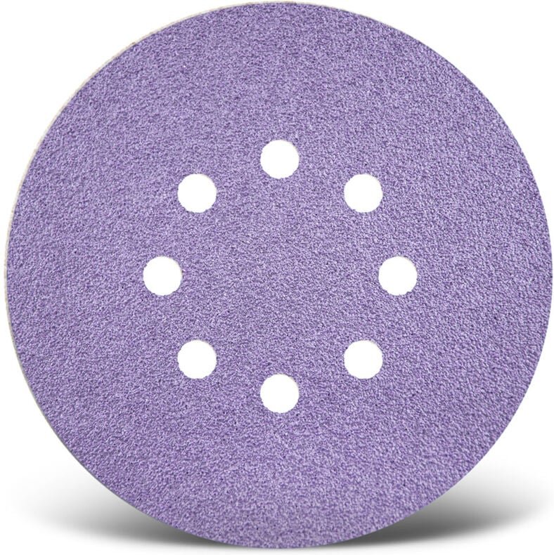 MENZER Purple HD Klett-Schleifscheiben, 150 mm, 8-Loch, f. Exzenterschleifer, Keramik-Mix (50 Stk.) K60
