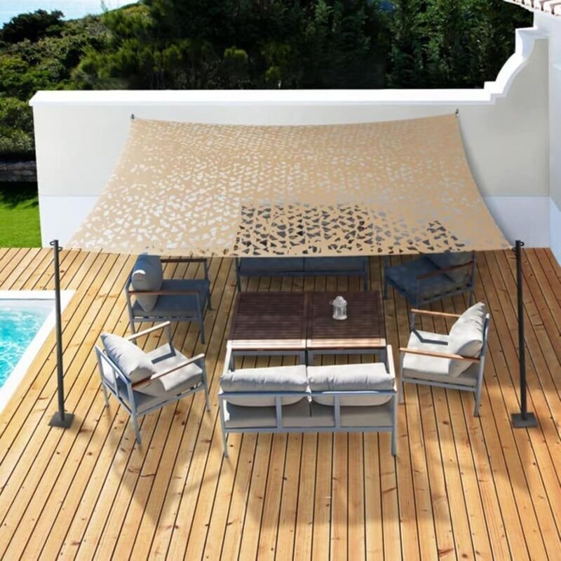 Vtizikl Filet Camouflage Voile D'ombrage Rectangulaire Design Ombrière Filet Camouflage Sable-44m