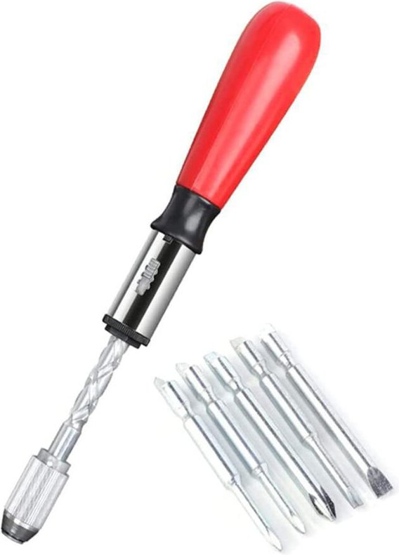 Schraubendreher in Spiralform, Klick-Klack-Schraubendreher Push-Pull, 6-in-1 Push-Pull-Klick-Schraubendrehersatz, halbau...