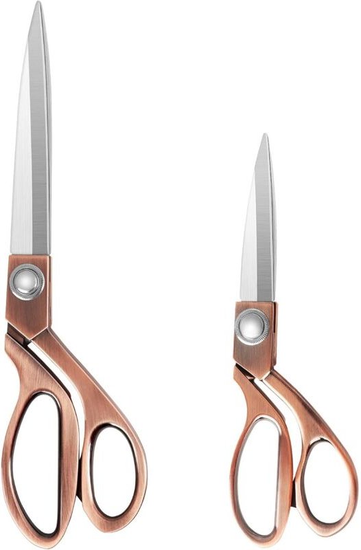 BEBUSINGOTO Hochleistungs-Nähschere 20 cm + 26 cm – Professionelle Schneideschere aus Edelstahl und Kupfer für Stoff-, L...