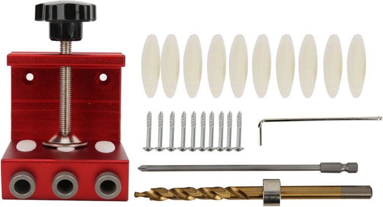 Fafeicy Taschenlochbohrhilfe, Taschenlochbohrhilfe, Lochmarkierungshilfe für die Holzbearbeitung, Bohrer, Taschenlochöff...