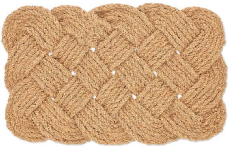Knotted natural colour coir rug
