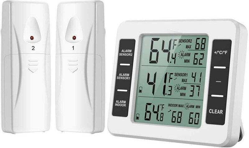 Thermomètre de réfrigérateur AMIR - Nouvelle version - Thermomètre intérieur extérieur sans fil - Capteur de température...