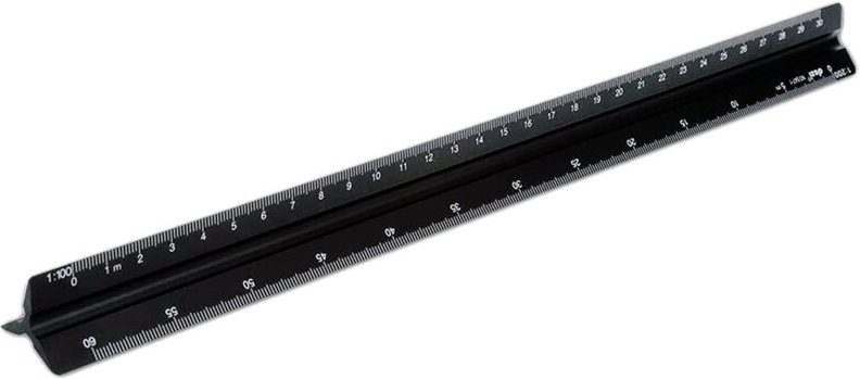Architekturlineal 30 Cm Aluminium Dreikantlineal Verschiedene MaßStäBe 1:20, 1:25, 1:50, 1:75, 1:100, 1:125 für Architek...