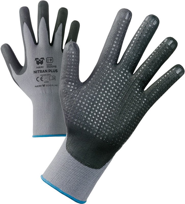Neri - Nitran Plus Arbeitshandschuhe - 9 (l) - Schwarz / grau - Schwarz / grau