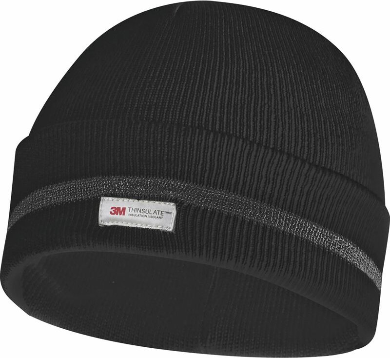 GEBOL Strick Haube - Mütze schwarz mit Reflektionsstreifen, Thinsulate Futter
