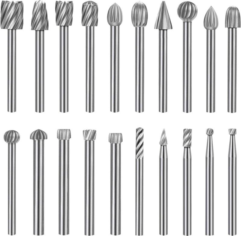 20 Stück Frässtifte, Hartmetall-Frässtift-Set, HSS-Frässtifte, kompatibel mit Dremel, 1/8 Zoll (3 mm) Schaft, Drehwerkze...
