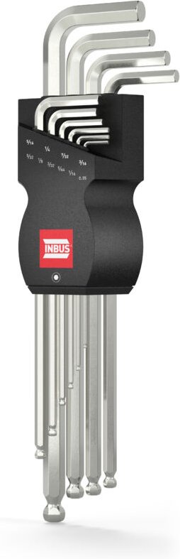INBUS® 70419 Innensechskant Winkelschrauberdreher Set mit Kugelkopf 10tlg. 0.055/16 Zoll XL