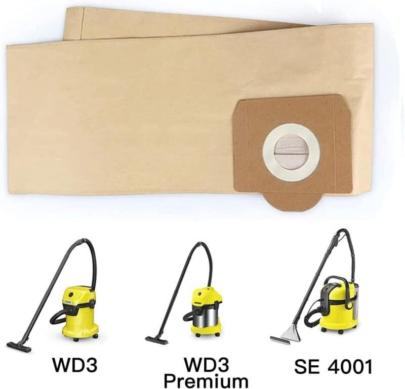 5 Stück Staubsaugerbeutel für Kärcher WD3, WD 3 Premium, WD3200, WD3500P, A2204, A2204, A2534, SE4001, KAR69591300
