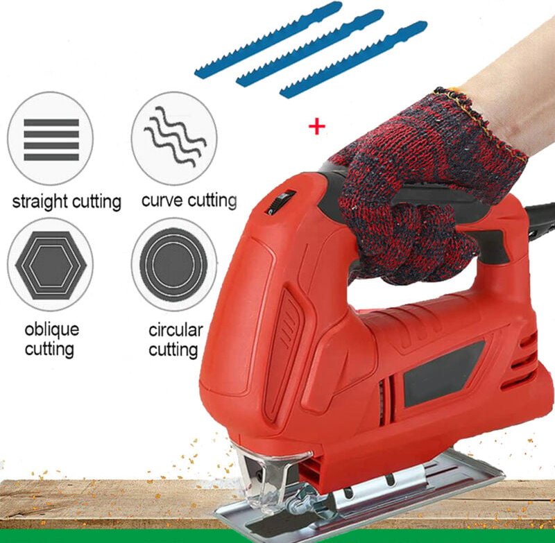 Mawiron - Elektrische Stichsäge mit 500 w für Holz, Metall, Kunststoff, Elektrowerkzeug, Schneidklingen, 6 variable Gesc...