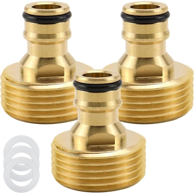 1 Zoll Außengewinde Messing-Schnellkupplung 3 Stück Wasserhahn-Adapter mit 1 Zoll Außengewinde und Steckkupplung für Gar...