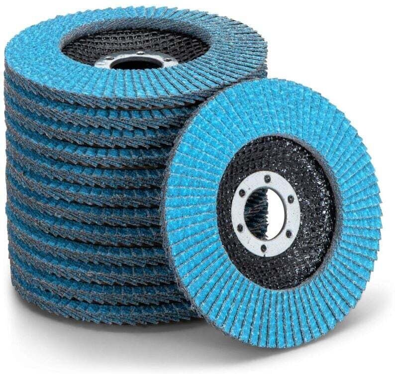 10-teiliges Scheibenfach, Schleifscheibe aus Edelstahl, Lamellenscheibe, Polierscheibe, blau, Ø 125 mm, Bohrung 22 mm - ...