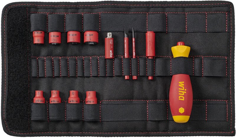 Schraubendreher und Steckschlüsseleinsatz 1/4' Set slimVario® electric gemischt 13-tlg. in Falttasche (43467) - Wiha