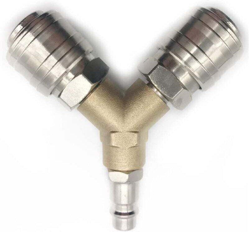 Druckluftverteiler, 1/4 Druckluftverschraubung 3-Wege Schnellverschluss Druckluftverbinder mit Außengewinde Y-Verteiler