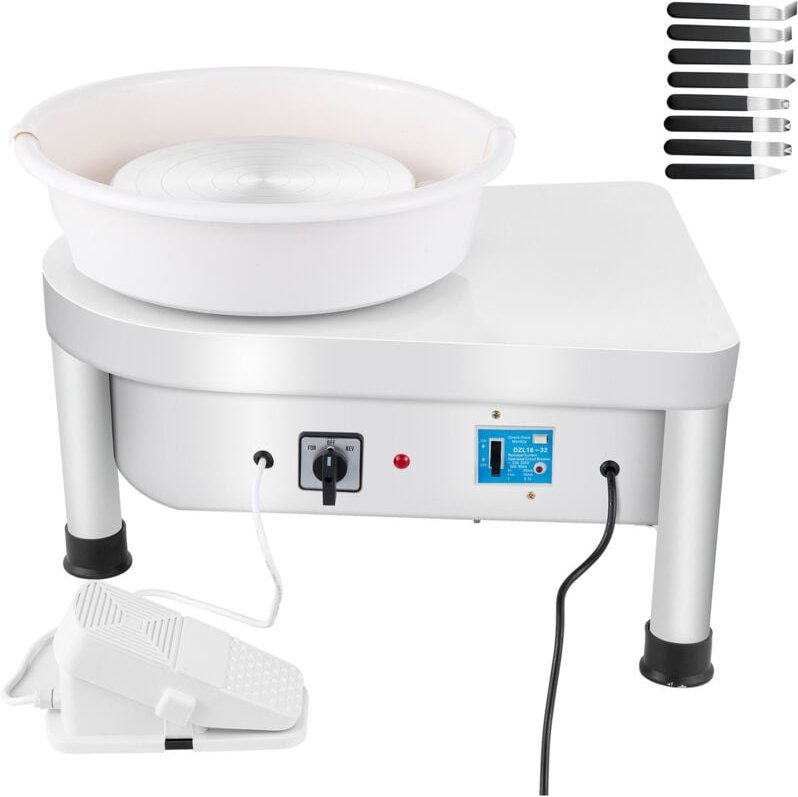 Mophorn - Töpferscheibe, 25 cm, 280 w, elektrische Töpferformmaschine mit Fußpedal, abnehmbarem Becken und Formwerkzeug-...