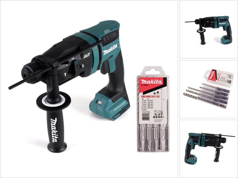 Makita DHR 182 Z Akku Bohrhammer 18 V 1,7 J SDS plus Brushless + 5 tlg. Bohrer Set - ohne Akku, ohne Ladegerät