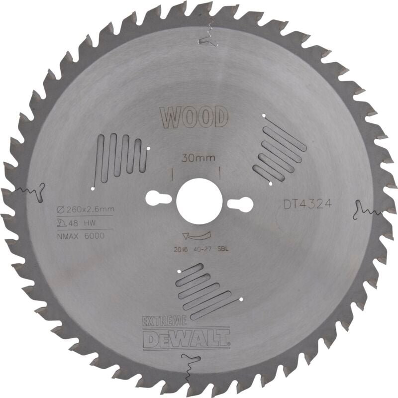 DEWALT Kreissägeblatt HW ø 260x2,6x30 mm Z48 Wechselzahn (WZ) positiv