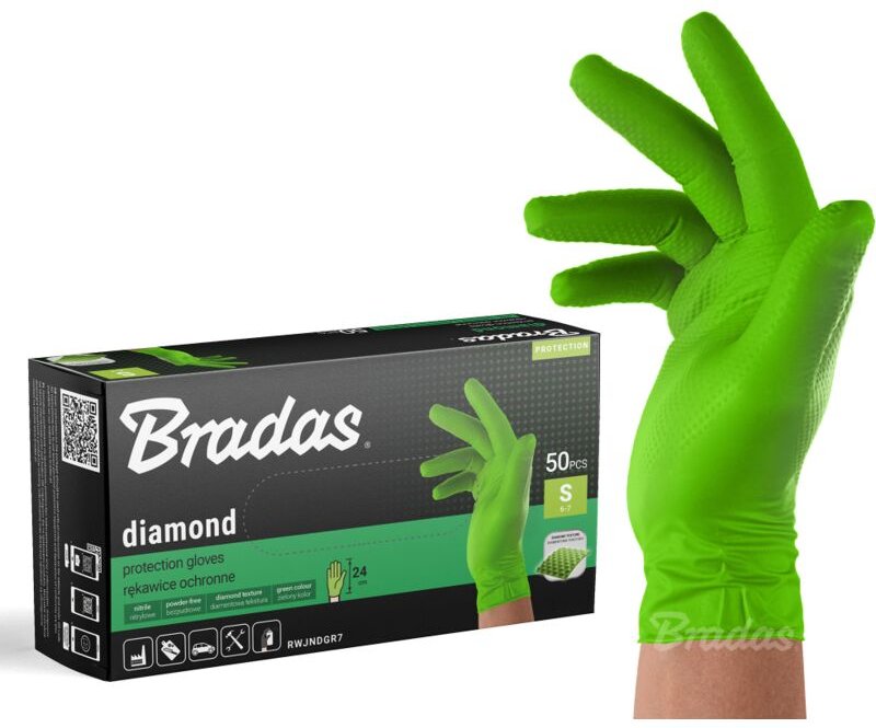 50 Stück Nitril-Einweghandschuhe Grün Extra stark, puderfrei, lebensmittelgeeignet, S (6-7)