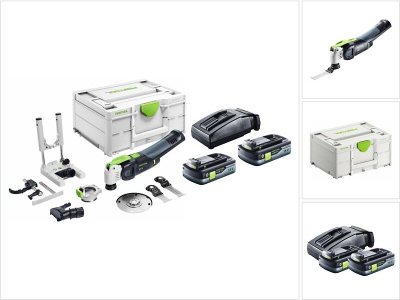 Vecturo osc 18 E-Basic Set Akku Oszillierer 18 v Starlock Max Brushless + 2x Akku 4,0 Ah + Ladegerät + 7 tlg. Zubehör Se...