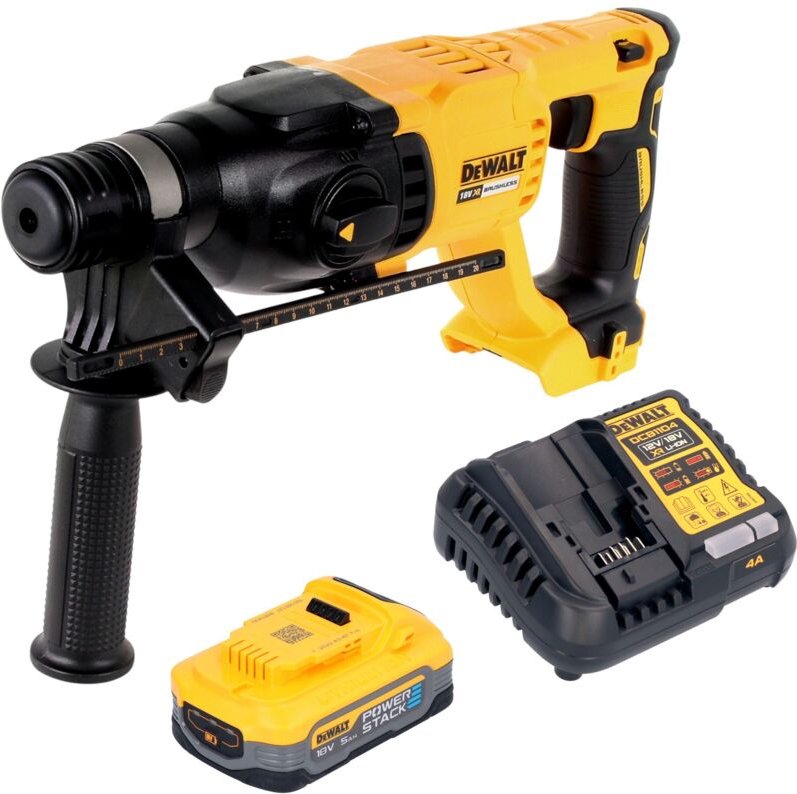 DeWalt DCH 133 H1 Akku Kombihammer 18 V 2,6 J SDS plus Brushless + 1x Powerstack Akku 5,0 Ah + Ladegerät