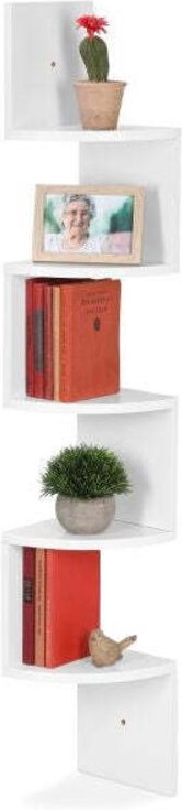 White corner shelf with 5 slots