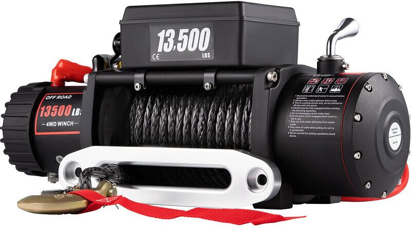 SIHAO Elektrische Seilwinde Stahlseil 12V 6123KG 13500lbs Motorwinde Seilhebezug