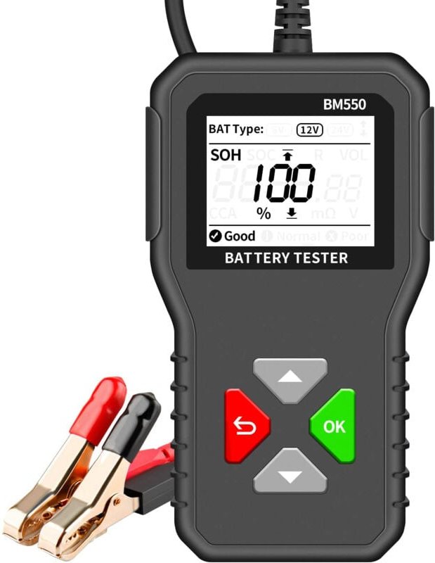 AUTO-Batterietester 6V 12V 24V, BM550 100-2000 CCA 2-200Ah Kfz-Lichtmaschinentester Digitaler Batterieanalysator für