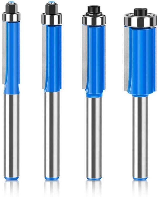 4-teiliges 1/4"-Kopierfräser-Set, Heimwerker-Holzbearbeitungswerkzeuge mit Kugellager, Bündigfräser