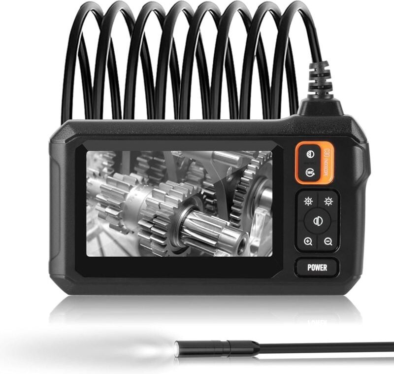 Industrielle Endoskop-Inspektionskamera, 4,3-Zoll-IPS-Boreskop-Kanalkamera mit wasserdichter IP67-Schlange, tragbar, 192...