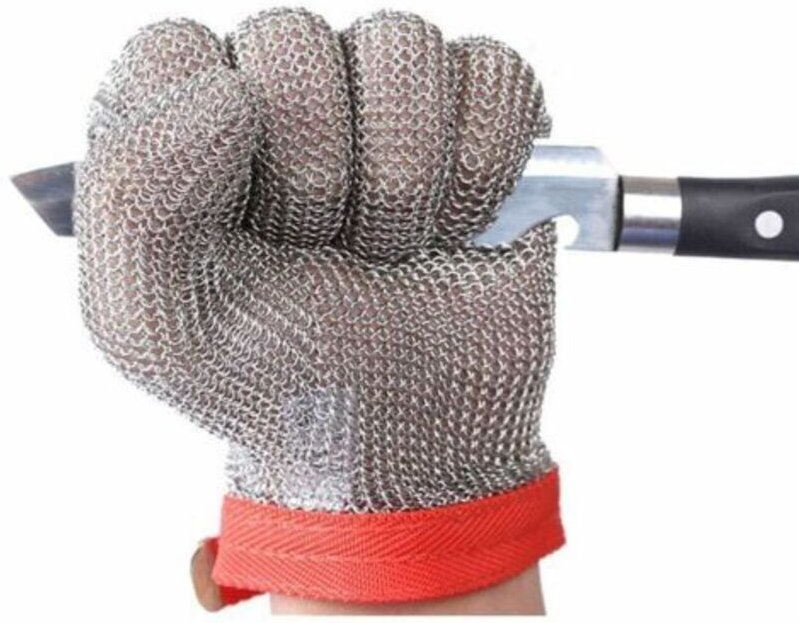 Schnittfeste Schutzhandschuhe XL (1 Stück) aus Edelstahlgeflecht für Schneidearbeiten GL08