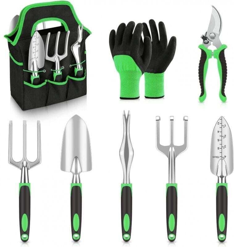 8-teiliges Gartenwerkzeug-Set, All-in-One-Handwerkzeug-Set mit robuster Tragetasche zur Aufbewahrung