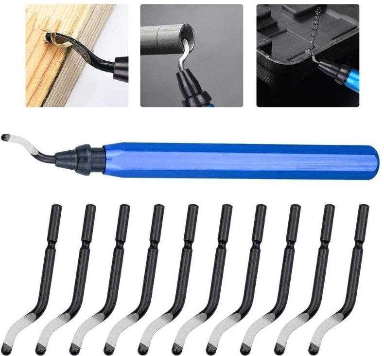 Entgratungswerkzeug, Gratentferner mit 10 Ersatzklingen aus BS1010-Stahl, um 360° drehbare Entgratungsklingen, praktisch...