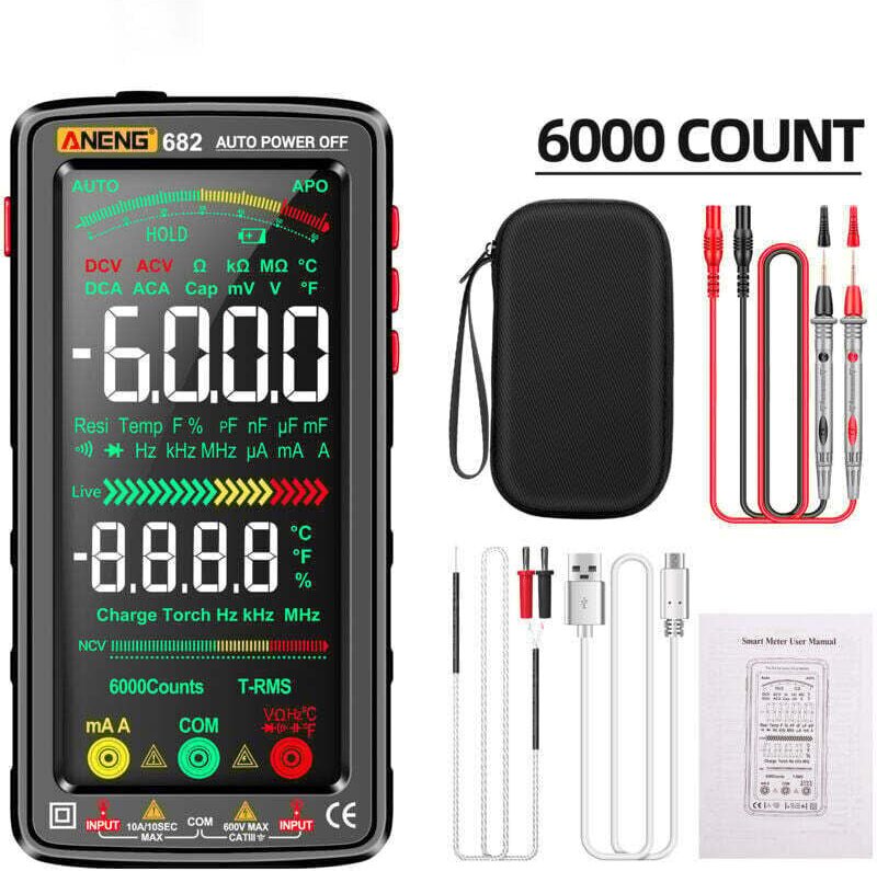 Wiederaufladbares, intelligentes Digitalmultimeter, automatisches Voltmeter und Amperemeter, professionelles Multimeter ...