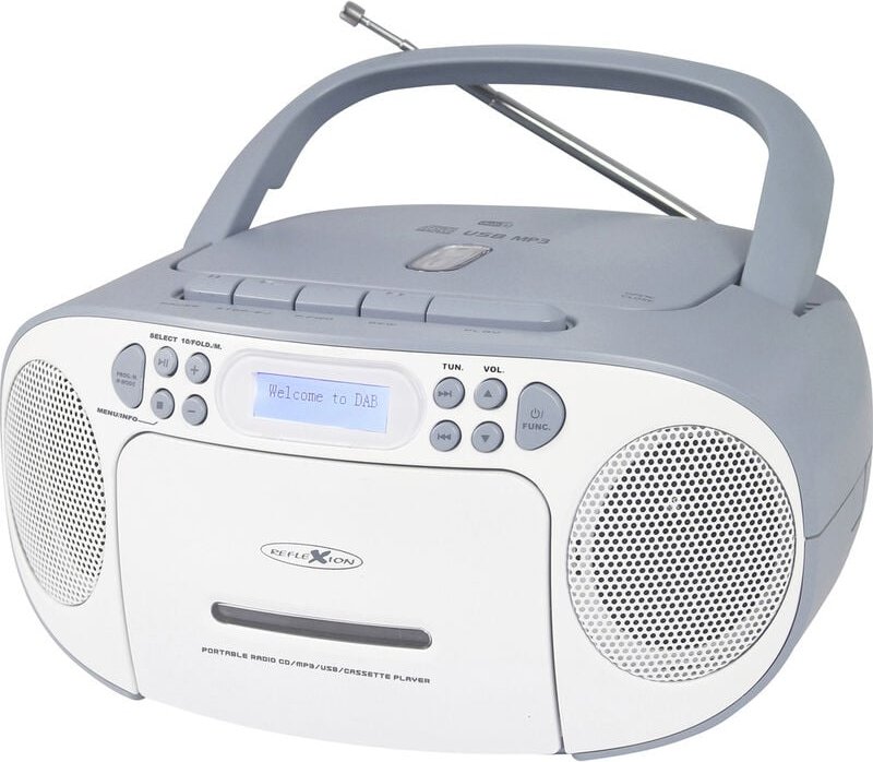 CD-Radio dab+, ukw, dab aux, cd, Kassette, usb Weiß, Blau - Reflexion